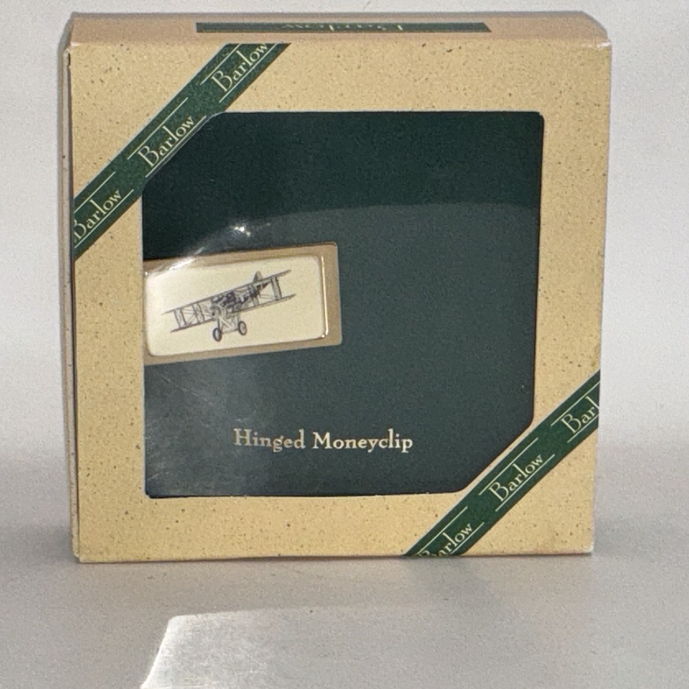 Barlow Hinged Moneyclip With Airplane New In Box